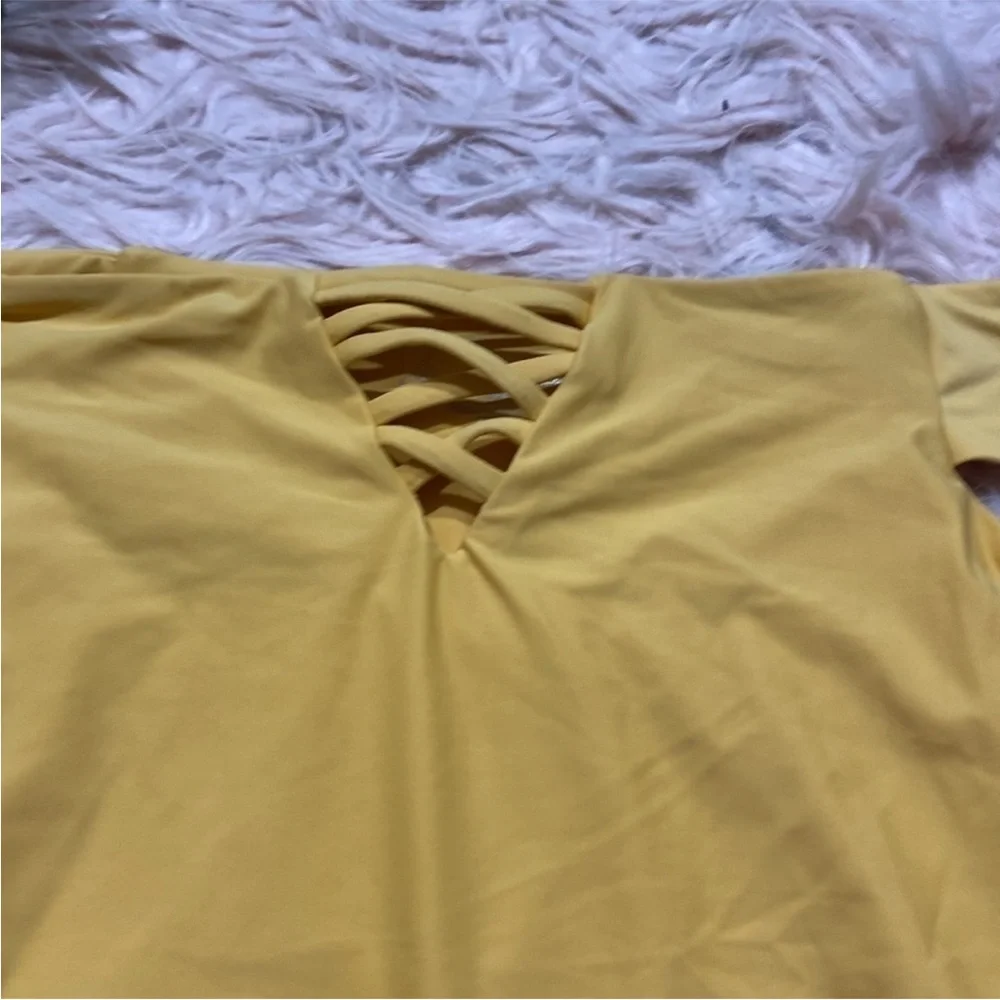 Frankie's Bikinis Yellow One Piece Swimsuit
